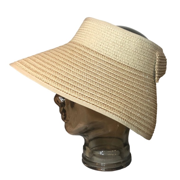 Magid Hats Straw Sun Visor Hat Roll Up Bow Closure - Picture 4 of 8